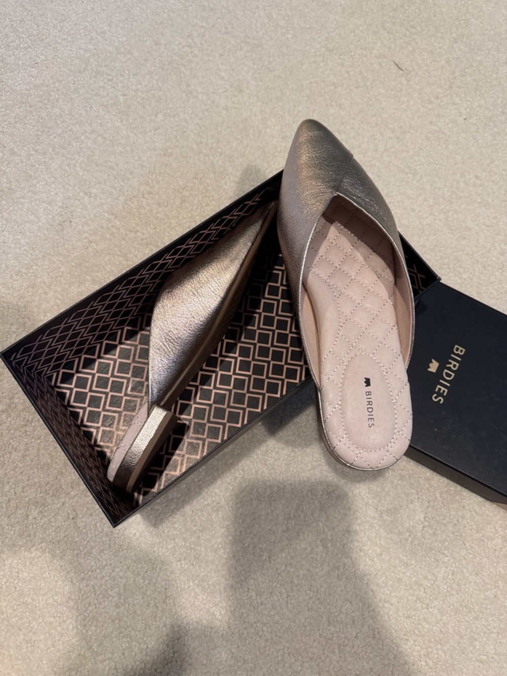 Birdies Metallic Gold Pointed-Toe Mule - Picture 3 of 5